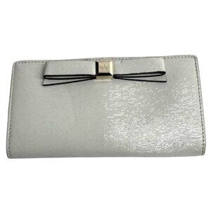 Kate Spade New York Grey Leather Wallet With Bow Accent & Multiple Card Slots